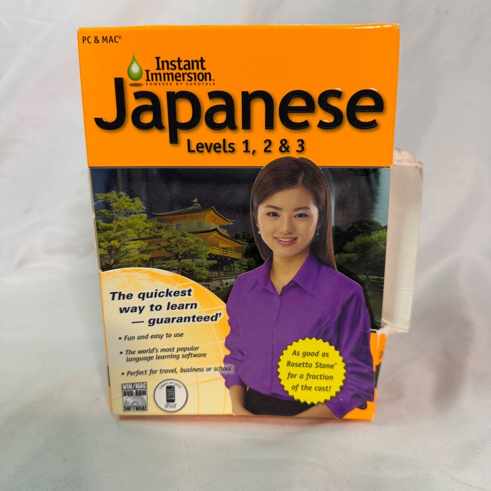 Instant Immersion Japanese Levels 1 2 3 PC Mac Software DVD Audio Course Box Set